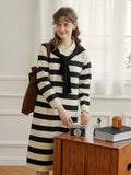 Kukombo Spring Stripe Polo White Knit Dress