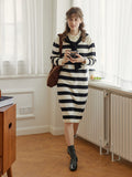 Kukombo Spring Stripe Polo White Knit Dress