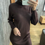 Christmas Gift 2021 Autumn Winter long thick Sweater Dress Women turtleneck long Sleeve straight maix Dress female girl warm long dress