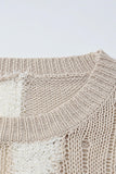 Kukombo Contrast Distressed Hollow Out Knit Dress