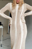 Kukombo Contrast Distressed Hollow Out Knit Dress