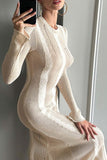 Kukombo Contrast Distressed Hollow Out Knit Dress