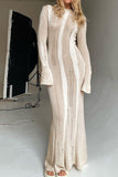 Kukombo Contrast Distressed Hollow Out Knit Dress
