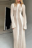 Kukombo Contrast Distressed Hollow Out Knit Dress