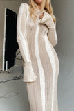 Kukombo Contrast Distressed Hollow Out Knit Dress