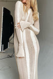 Kukombo Contrast Distressed Hollow Out Knit Dress