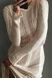 Kukombo Contrast Distressed Hollow Out Knit Dress