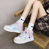 Kukombo Sneakers Women High Platform Autumn Pollen Tennis White Sports Shoes Running Korean Casual Flat Vulcanize Rubber Lolita