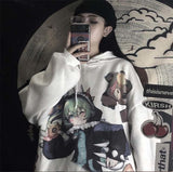 Kukombo Black Friday Sales Kawaii Anime Winter Women Hoodie Cute Cartoon Long Sleeve Casual Hoodie Oversized Sweatshirt Harajuku Tops Fashion Pullover