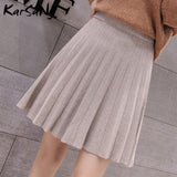 Christmas Gift Knitted Pleated Mini Skirt Women Spring 2021 Short Skirts Womens High Waist Pleated Knit Skirts For Women Vintage Skirt Mini