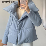 Christmas Gift Yiyiyouni Oversized Cropped Warm Winter Jackets Women Cotton Padded Parka Outwear Women Solid Casual Thick Jackets Female 2021
