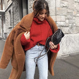 Christmas Gift 2021 Winter Thicken Warm Faux Fur Teddy Coat Women Fashion Basic Lambswool Oversized Jacket Coats Street Fluffy Long Overcoat