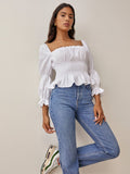 Kukombo Sex Square Collar Flare Long Sleeve Camis Ruffle Short Tops Women Autumn Elegant Casual Tank Top Blouse 2023 Fashion