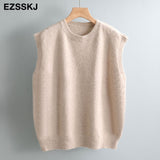Christmas Gift cashmere NEW Spring  Sweater Vest Women O-Neck Knitted Vest Female casual tank tops Sleeveless Twist knit pullovers