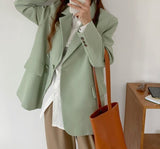 Kukombo Autumn Winter Women's Blazers Pockets Jackets Fashionable Vintage Oversized Wild Office Lady Tops JK20165