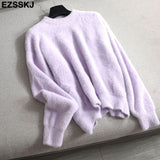 Christmas Gift autumn winter oversize thick mink cashmere sweater poullovers women batwing sleeve 2021 female casual warm fur sweater jumper