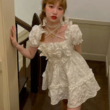 Kukombo  Summer Kawaii Lolita Dress Women Korean Party Evening Elegant Sweet Dress Female Short Sleeve Princess Casual Y2k Dress 2022