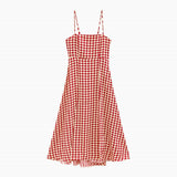 Christmas Gift Marwin New Summer Fashion High Quality Spaghetti Strap Long Women Houndtooth Printing High Street Hoilday Style Women Dresses