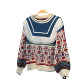 Christmas Gift Sweater Women's New Autumn and Winter Stitching Loose and Lazy Wind Outer Wear Korean Style Round Neck Pullover Sweater