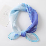 Kukombo 2022 Women Chiffon Hair Scarf Square Neck Scarves Bag Handle Tie Foulard Lady Neckerchief Bandana Shawls and Wraps