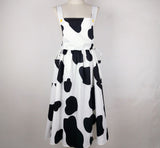 Kukombo Kawaii Cow Print Skirt Women Summer Japanese Soft Girl Preppy Style Harajuku Loose High Waist A-Line Midi Long Suspender Skirts