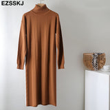 Christmas Gift 2021 Autumn Winter long thick Sweater Dress Women turtleneck long Sleeve straight maix Dress female girl warm long dress