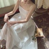Kukombo Elegant Spaghetti Strap White Fairy Dress Women Korean Style Sweet Purple Midi Dress Romantic Holiday Beach Summer Dresses 2022