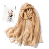 Christmas Gift 2021 spring summer women silk scarf fashion solid long size beach stoles female foulard shawls neck wrap pure hijabs scarves