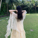 Kukombo  2022 Summer Women Maxi Long Sundress Suspenders Solid Ruffls Fairy Vestidos Long Elegant Feminine Holiday Beach Romantic Dress
