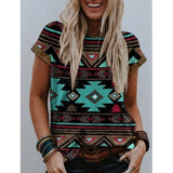 Christmas Gift 2021 Summer Women New Urban Casual Round Neck Print Short Sleeve  T-shirt Ladies Retro Plus Size Loose Shirt Tops