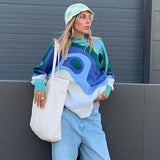 Christmas Gift Korean Fashion Casual Knitted Sweaters Womens Autumn Long Sleeve Jumpers Ladies Print Pullovers Streetwear 90s