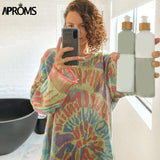 Christmas Gift Aproms Elegant Multi Color Print Oversized Sweater Women 2021 Spring Stretch Knitted Pullovers Streetwear Fashion Loose Jumpers