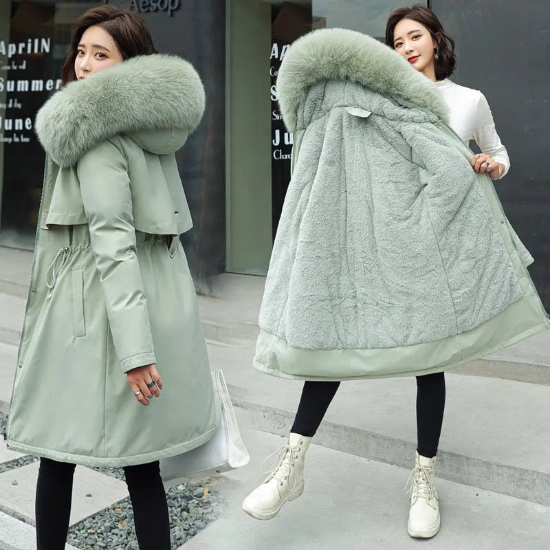Christmas Gift 2022 New Winter Jacket Women Parkas Warm Casual Parka Clothes Long Jackets Hooded Parka Female Fur Lining Thick Mujer Coat