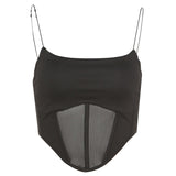 JuSaHy Y2K Summer Sexy Camisole for Women Sleeveless Lace See Through Square Neck Backless Crop Top Party Clubwear Female Tanks