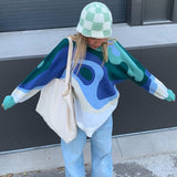 Christmas Gift Korean Fashion Casual Knitted Sweaters Womens Autumn Long Sleeve Jumpers Ladies Print Pullovers Streetwear 90s