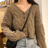 Christmas Gift Solid color Knitted Sweater Women 2021 Autumn Female Casual Long Sleeve Single Breasted V neck Cardigan Sweaters Coat