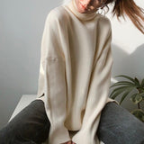 Kukombo Christmas Gift Hirsionsan Turtle Neck Cashmere Sweater Women Korean Style Elegant Thick Warm Female Knitted Pullovers Loose Casual Outwear 2023