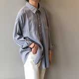 Christmas Gift BGTEEVER Minimalist Loose White Shirts for Women Turn-down Collar Solid Female Shirts Tops 2021 Spring Summer Blouses
