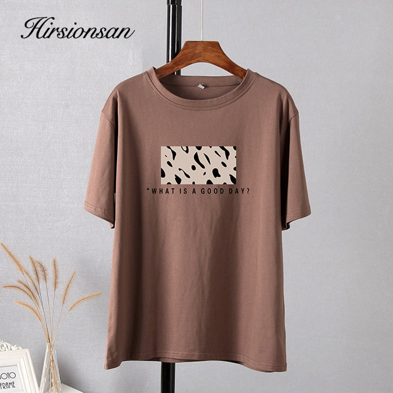 Christmas Gift Hirsionsan Leopard Printed T Shirt Women 100% Cotton Oversized Gothic Graphic Female Soft Tops Harajuku Loose Cusual Tees Ladies