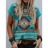 Christmas Gift 2021 Summer Women New Urban Casual Round Neck Print Short Sleeve  T-shirt Ladies Retro Plus Size Loose Shirt Tops