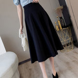 Kukombo New Arrival A Line Skirt High Waist Back Zipper Solid Color Elegant OL Skirts Women Korean Fashion Faldas Mujer 3a298