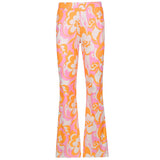 Kukombo Bohemian Style Floral Pants Holiday Slim High Waisted Trousers Vintage Elastic Waist Wide Lege Pants Women Harajuku