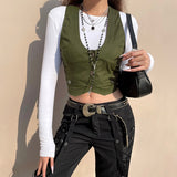 Kukombo  Jacket Vest Women Dark Academia Vintage Sleeveless Tank Top Fairycore Grunge Clothes Vintage Corset Y2K Coat New