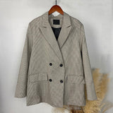 Kukombo Blazer Women Double Breasted Oversized Suits Jacket Official Ladies Loose Long Sleeve Mujer Vestido MS001