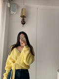 Kukombo Women Sweater Oversized Cardigan 2021 Fall Long Sleeve Coarse Yam Knitted Solid Plus Size Clothes V Neck Casual Lace Up