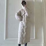 Christmas Gift Winter Women's New Loose Large Size Over The Knee Long Thick Padded Coat Was Thinner Hooded Padded Jacket Woman Parkas