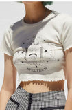 Kukombo Cropped T-Shirts Girl High Quality Soft Cotton Fabric Summer Women Navy Blue Top Elastic Tees Easy Fit Dropshipping