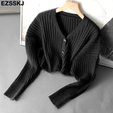 Christmas Gift cashmere croped v-NECK Sweater Cardigans Women Autumn winter Casual  batwing Sleeve Sweater For women Female Chic Jumpers