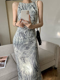 Kukombo Elegant Strap Dress Women's Clothing Summer One-Neck Rock Texture Bodycon Dress 2022 Korean Fashion Robe Female Vestidos k30