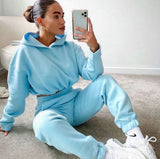 Women's Sweatshirt Set Sports 2 Pieces Set Pullover Hoodies Pants Suit 2023 Sweatpants Trousers Outfits Solid Casual Tracksuit